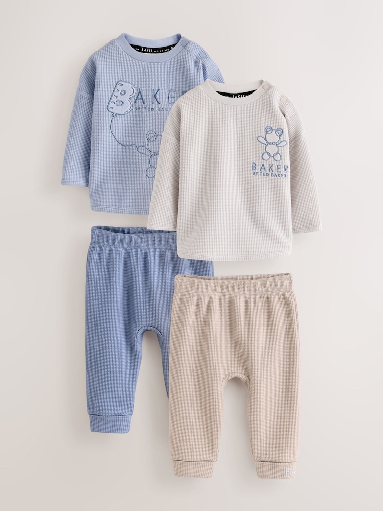Baker by Ted Baker Blue Textured Long Sleeve Sweat Top and Joggers 4 Piece Set - Image 1 of 11 Baker by Ted Baker Blue Textured Long Sleeve Sweat Top and Joggers 4 Piece Set - Image 1 of 11