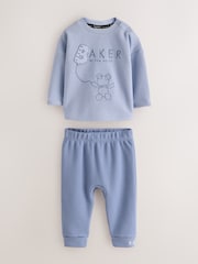 Baker by Ted Baker Blue Textured Long Sleeve Sweat Top and Joggers 4 Piece Set - Image 2 of 11