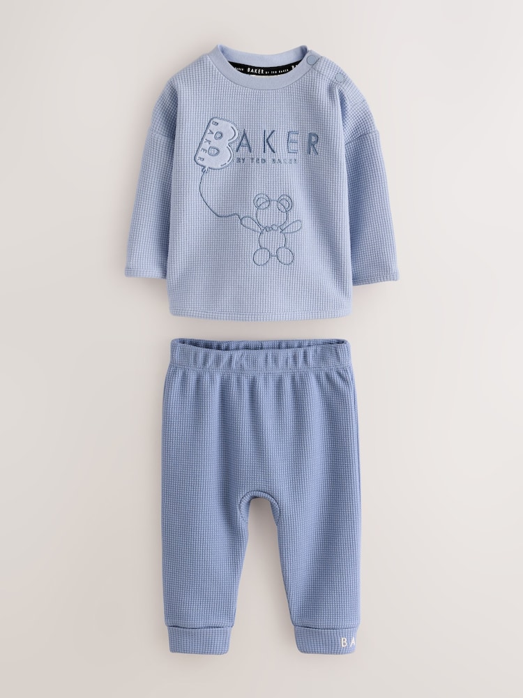 Baker by Ted Baker Blue Textured Long Sleeve Sweat Top and Joggers 4 Piece Set - Image 2 of 11 Baker by Ted Baker Blue Textured Long Sleeve Sweat Top and Joggers 4 Piece Set - Image 2 of 11