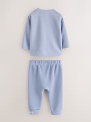 Baker by Ted Baker Blue Textured Long Sleeve Sweat Top and Joggers 4 Piece Set - Image 4 of 11