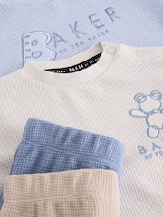 Baker by Ted Baker Blue Textured Long Sleeve Sweat Top and Joggers 4 Piece Set - Image 6 of 11