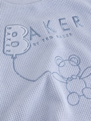 Baker by Ted Baker Blue Textured Long Sleeve Sweat Top and Joggers 4 Piece Set - Image 7 of 11