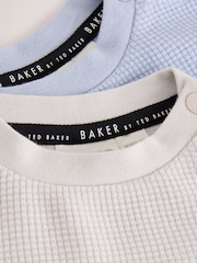 Baker by Ted Baker Blue Textured Long Sleeve Sweat Top and Joggers 4 Piece Set - Image 9 of 11