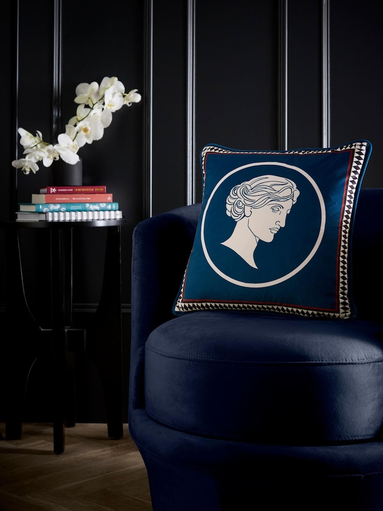 Laurence Llewelyn-Bowen Teal Goddess Velvet Filled Cushion - Image 1 of 5