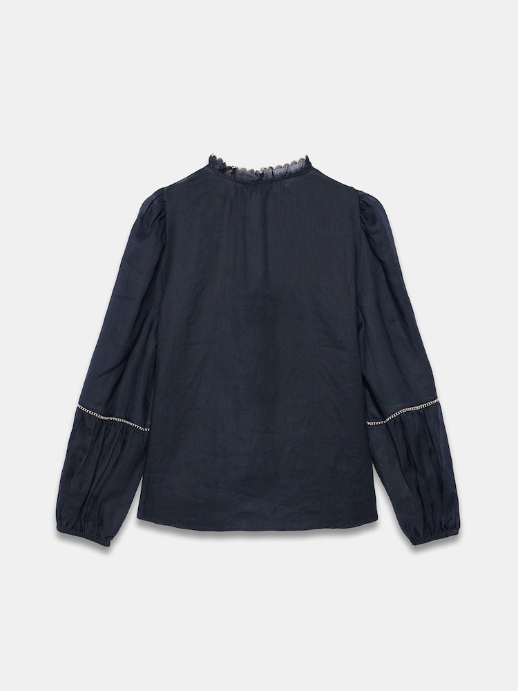 Mint Velvet Blue Embroidered Detail Blouse - Image 8 of 8 Mint Velvet Blue Embroidered Detail Blouse - Image 8 of 8