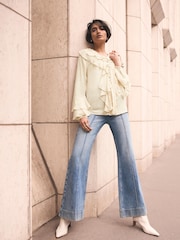 Mint Velvet Yellow Chiffon Ruffle Detail Blouse - Image 2 of 8