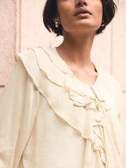 Mint Velvet Yellow Chiffon Ruffle Detail Blouse - Image 4 of 8