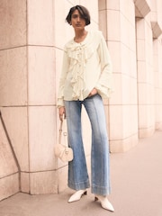 Mint Velvet Yellow Chiffon Ruffle Detail Blouse - Image 6 of 8