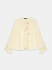 Mint Velvet Yellow Chiffon Ruffle Detail Blouse - Image 7 of 8
