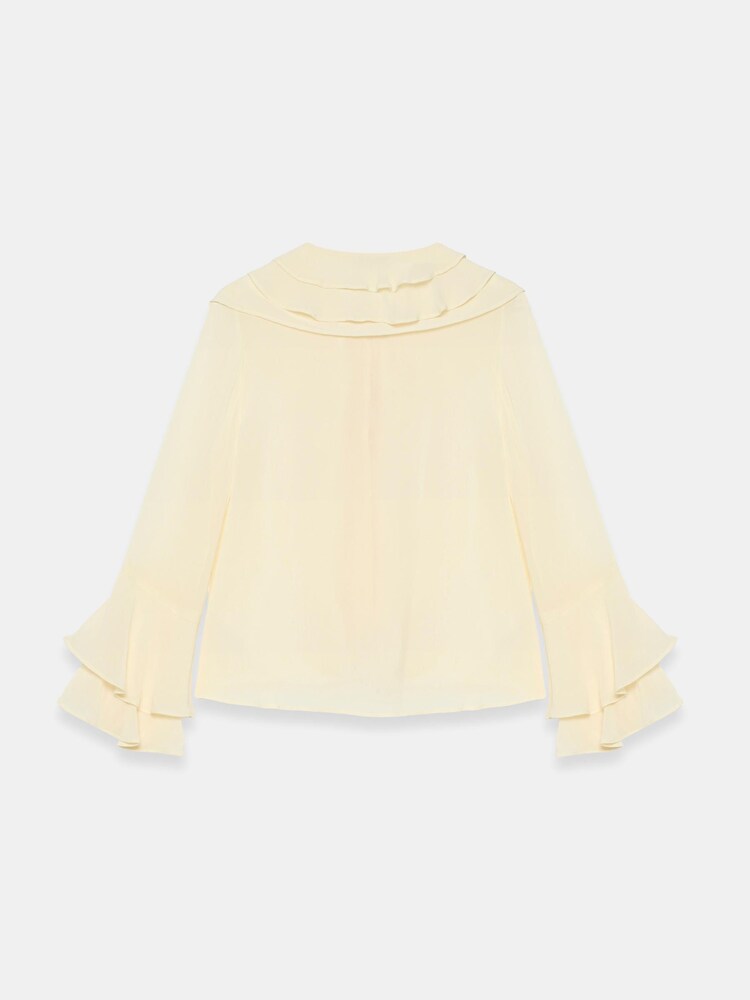 Mint Velvet Yellow Chiffon Ruffle Detail Blouse - Image 8 of 8