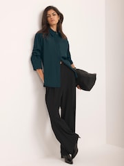 Mint Velvet Green Oversized Long Sleeve Shirt - Image 1 of 8