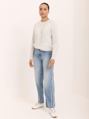 Mint Velvet Blue Wash Side Trim Boyfriend Jeans - Image 5 of 9