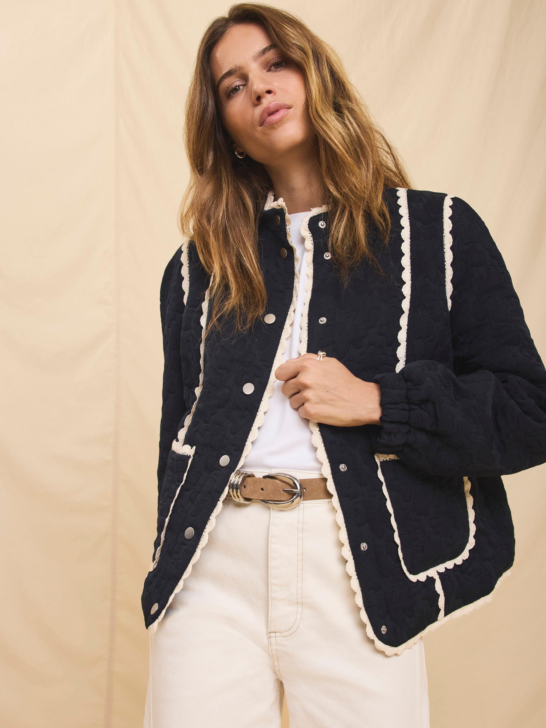 Buy Mint Velvet Blue Floral Jacquard Quilted Jacket from the Next