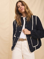 Mint Velvet Floral Jacquard Quilted Jacket - Imaginea 1 din 8