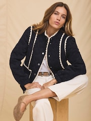 Mint Velvet Floral Jacquard Quilted Jacket - Imaginea 2 din 8