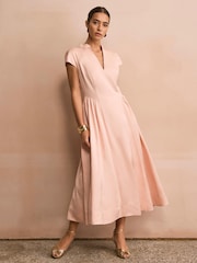 Mint Velvet Pink Ruched Detail Dress - Image 1 of 8