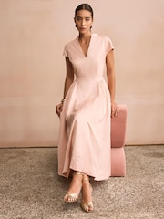 Mint Velvet Pink Ruched Detail Dress - Image 2 of 8