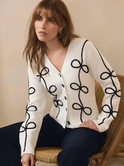 Mint Velvet White Bow Detail Cardigan - Image 2 of 7