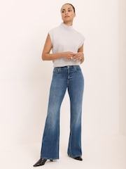 Mint Velvet Blue Wash Flared Jeans - Image 1 of 6