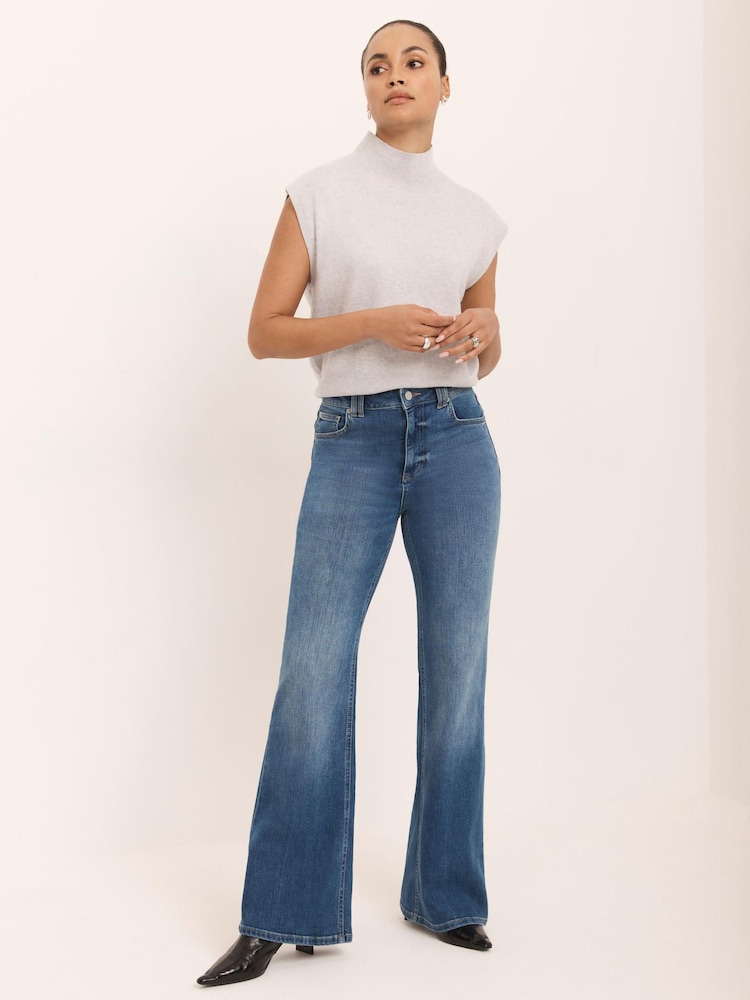 Mint Velvet Blue Wash Flared Jeans - Image 1 of 6 Mint Velvet Blue Wash Flared Jeans - Image 1 of 6