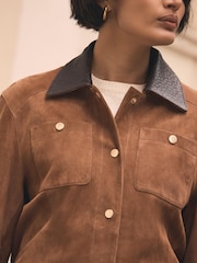 Mint Velvet Brown Suede Barn Jacket - Image 3 of 8