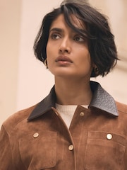 Mint Velvet Brown Suede Barn Jacket - Image 4 of 8