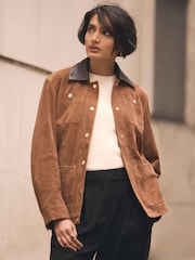Mint Velvet Brown Suede Barn Jacket - Image 5 of 8