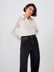 Mint Velvet Cream Whipstitch Polo Shirt - Image 2 of 7