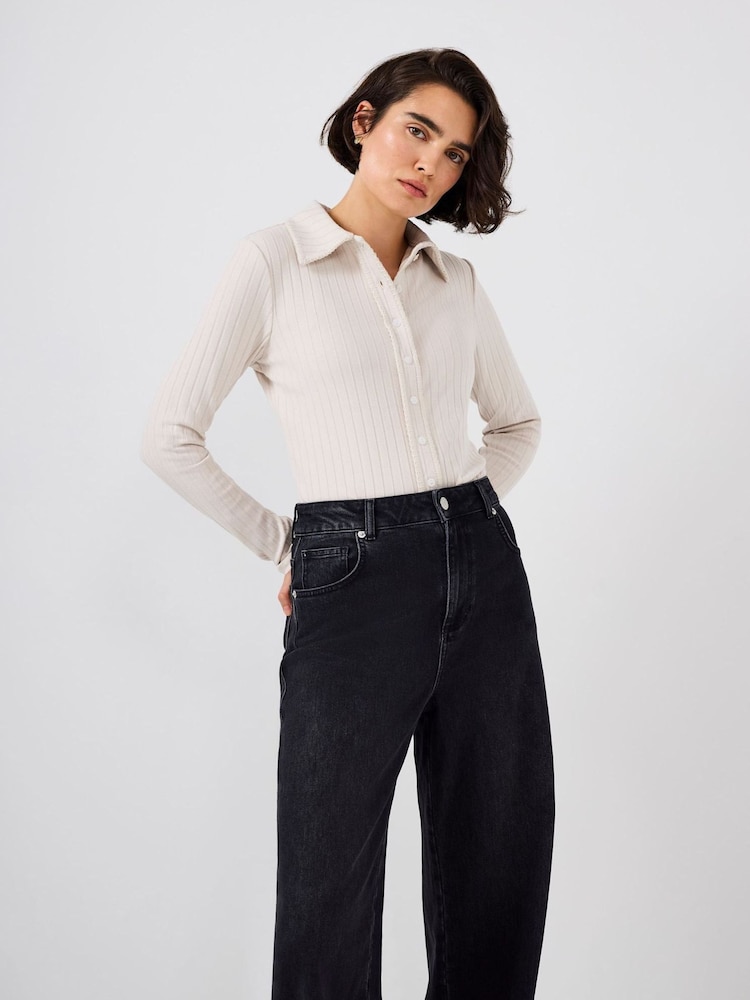 Mint Velvet Cream Whipstitch Polo Shirt - Image 2 of 7