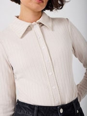 Mint Velvet Cream Whipstitch Polo Shirt - Image 3 of 7