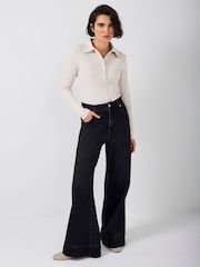 Mint Velvet Cream Whipstitch Polo Shirt - Image 4 of 7