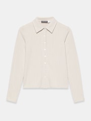 Mint Velvet Cream Whipstitch Polo Shirt - Image 6 of 7