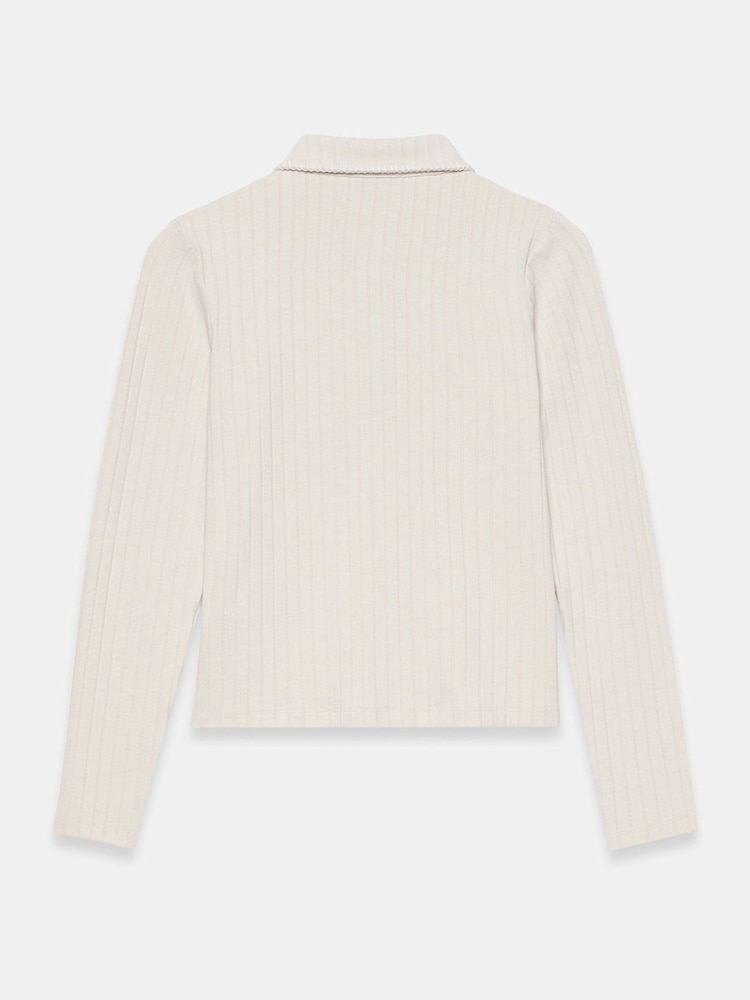 Mint Velvet Cream Whipstitch Polo Shirt - Image 7 of 7