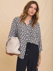 Mint Velvet Blue Geometric Print Resort Shirt - Image 3 of 7