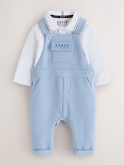 Baker by Ted Baker Blue Textured Dungaree and Polo Shirt Set - Image 1 of 9