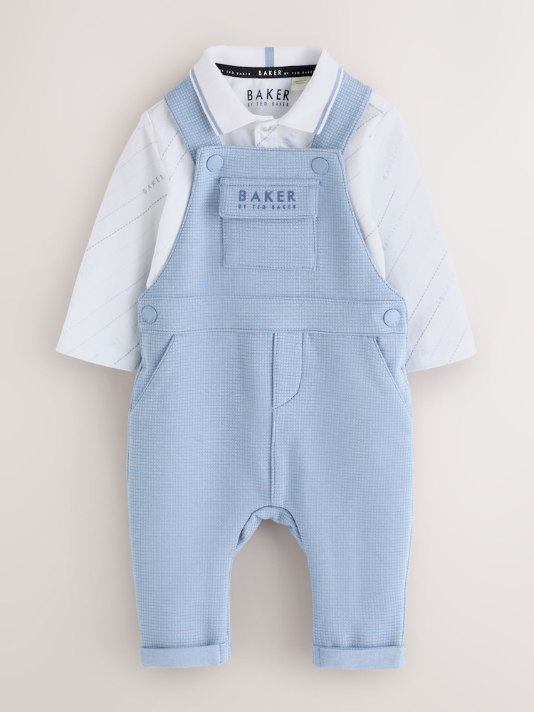 Baker by Ted Baker Blue Textured Dungaree and Polo Shirt Set - Image 1 of 9 Baker by Ted Baker Blue Textured Dungaree and Polo Shirt Set - Image 1 of 9