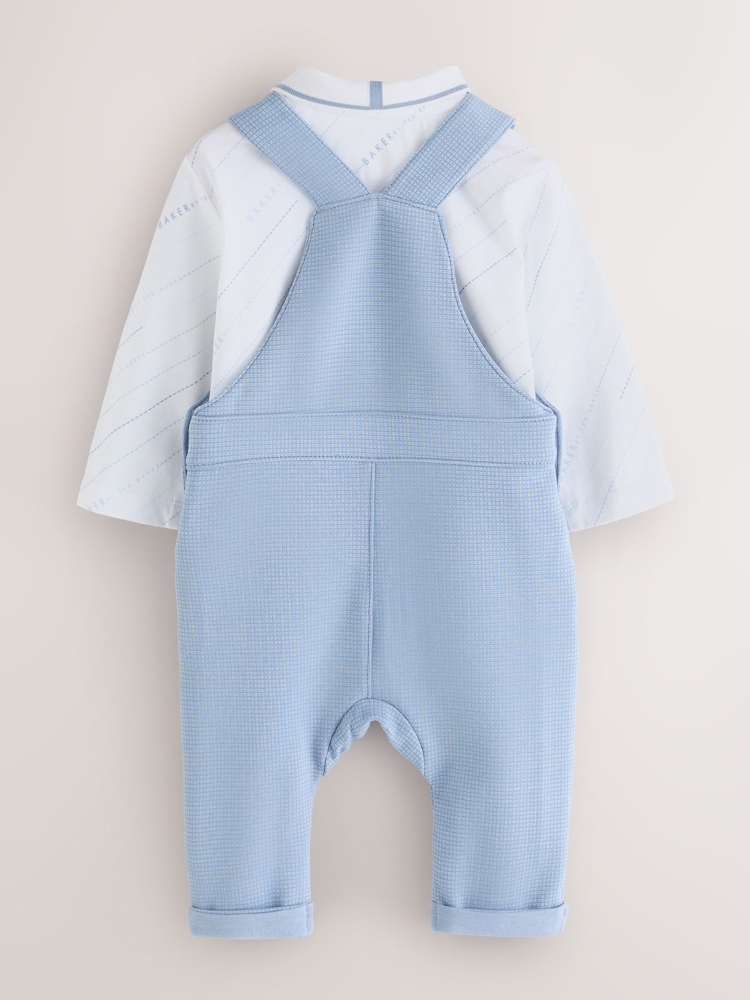 Baker by Ted Baker Blue Textured Dungaree and Polo Shirt Set - Image 2 of 9 Baker by Ted Baker Blue Textured Dungaree and Polo Shirt Set - Image 2 of 9