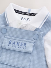 Baker by Ted Baker Blue Textured Dungaree and Polo Shirt Set - Image 4 of 9