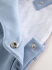 Baker by Ted Baker Blue Textured Dungaree and Polo Shirt Set - Image 5 of 9