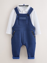 Baker by Ted Baker Navy Textured Dungaree and Polo Shirt Set - Image 1 of 8