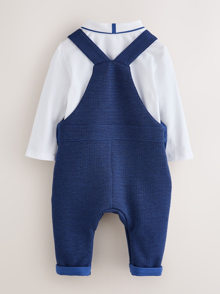 Baker by Ted Baker Navy Textured Dungaree and Polo Shirt Set - Image 2 of 8 Baker by Ted Baker Navy Textured Dungaree and Polo Shirt Set - Image 2 of 8