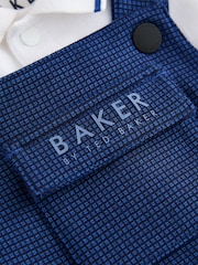 Baker by Ted Baker Navy Textured Dungaree and Polo Shirt Set - Image 4 of 8