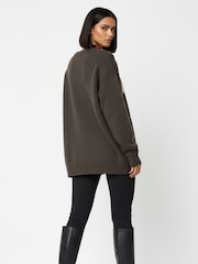 Religion Soft Brown Oversized with Rock N Roll Slogan Jumper - Image 4 of 6