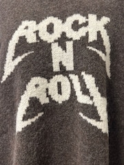 Religion Soft Brown Oversized with Rock N Roll Slogan Jumper - Image 6 of 6