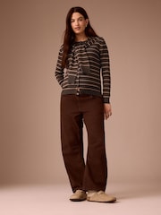 Chocolate Brown Maternity Barrel Leg Denim Jeans - Image 1 of 4