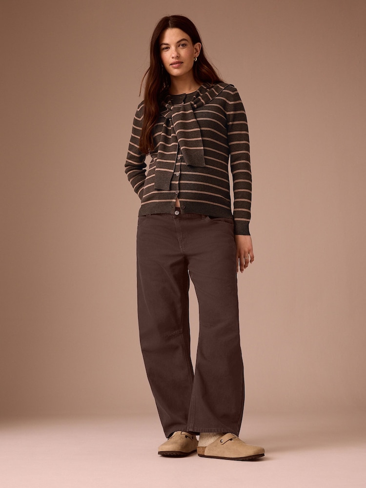 Chocolate Brown Maternity Barrel Leg Denim Jeans - Image 1 of 4