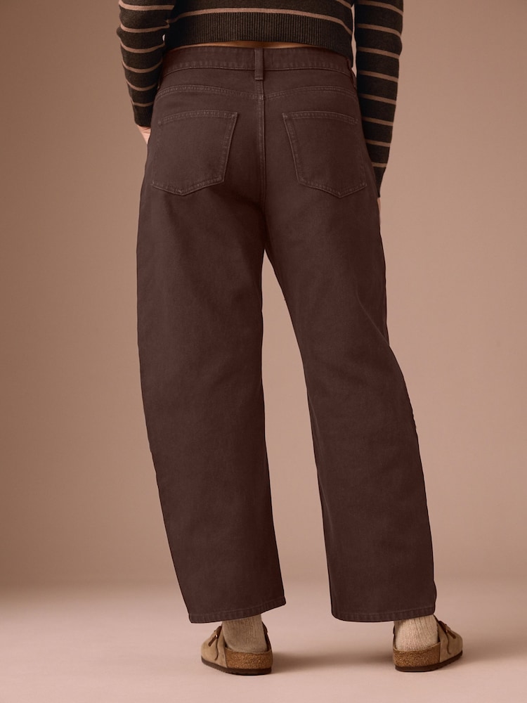Chocolate Brown Maternity Barrel Leg Denim Jeans - Image 4 of 4
