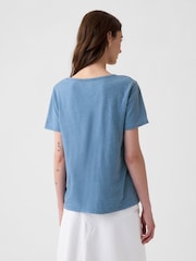 Gap Blue Cotton Vintage Short Sleeve V Neck T-Shirt - Image 2 of 4