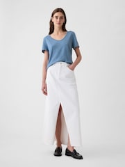 Gap Blue Cotton Vintage Short Sleeve V Neck T-Shirt - Image 3 of 4