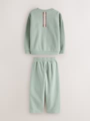 Baker by Ted Baker Sage Green Baker by Ted Baker Oversized Sweatshirt and Wide Leg Joggers Set - Image 11 of 16